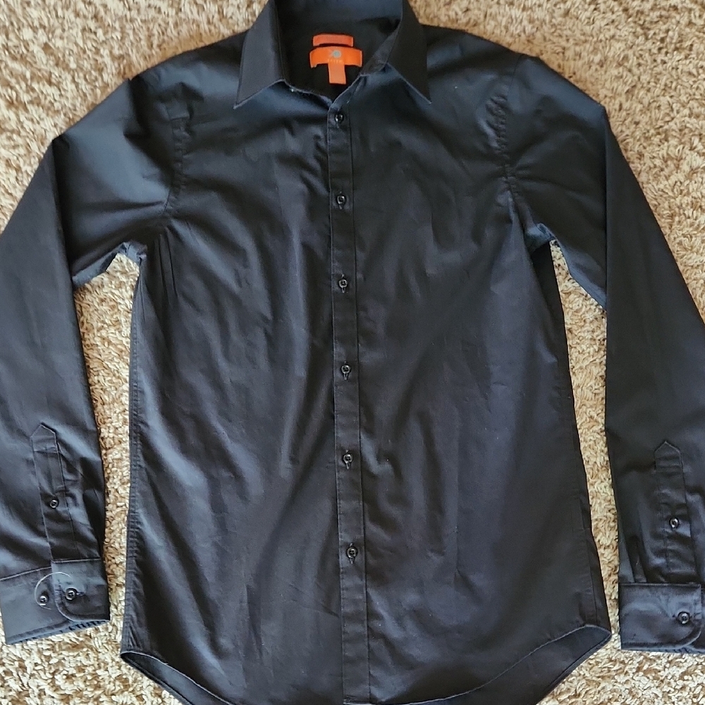 Egara Mens Black Dress Shirt Classic Long-Sleeve Neck Size 15